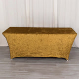 6ft Gold Crushed Velvet Spandex Fitted Rectangular Table Cover