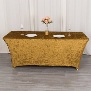 Elevate Your Event with the Luxurious Gold Crushed Velvet Table Cover