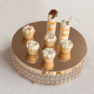 The Perfect Gold Crystal Beaded Cake Stand for Your Event