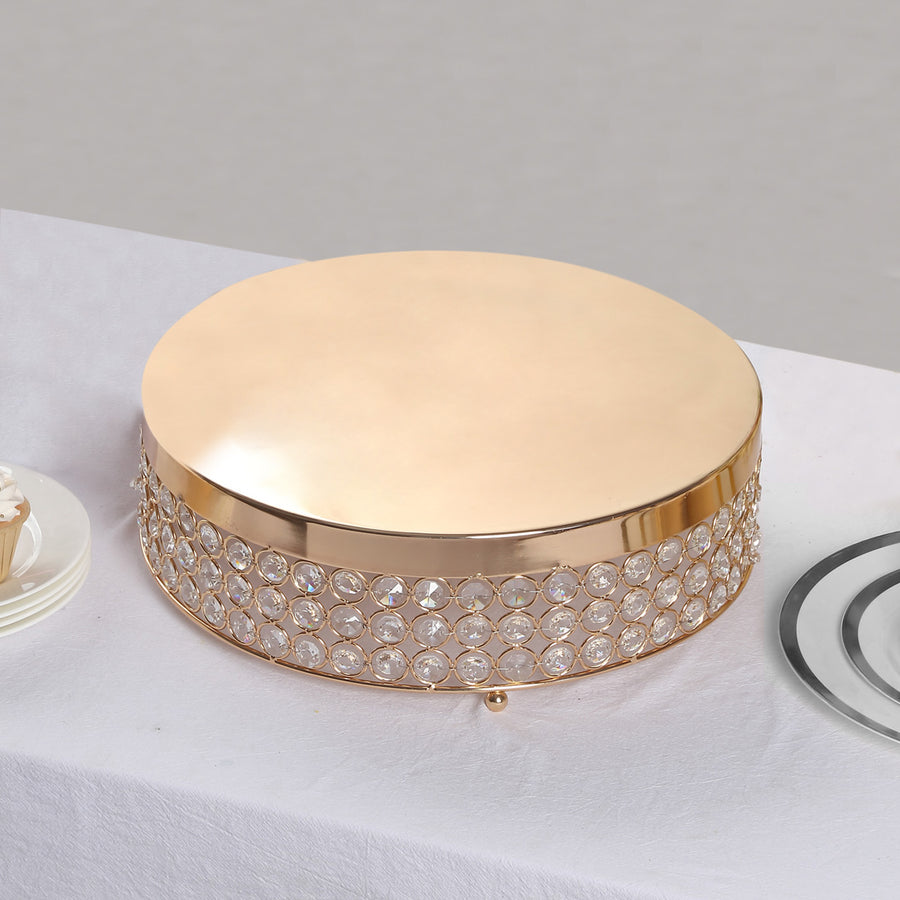 13inch Gold Crystal Beaded Metal Cake Stand Pedestal, Cupcake Display, Dessert Riser