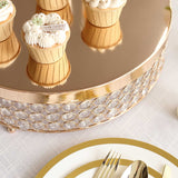 16inch Gold Crystal Beaded Metal Cake Stand Pedestal, Cupcake Display, Dessert Riser