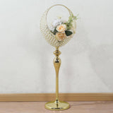 Gold Crystal Beaded Metal Flower Stand in Half Moon Basket Design