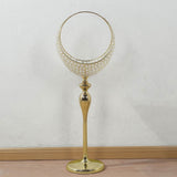 Gold Crystal Beaded Metal Flower Stand in Half Moon Basket Design