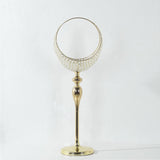 Gold Crystal Beaded Metal Flower Stand in Half Moon Basket Design