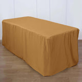 8FT Gold Fitted Polyester Rectangular Table Cover