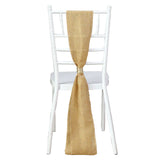 5 Pack | Gold Jute Faux Burlap Chair Sashes, Boho Chic Linen Decor - 6x108inch