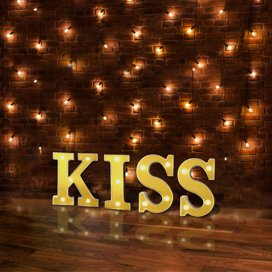 6 Gold 3D Marquee Letters | Warm White 5 LED Light Up Letters | K
