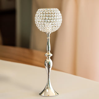Add a Touch of Luxury with the 30" Gold Metal Acrylic Crystal Goblet Candle Holder