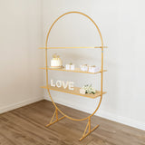 6.5ft 3-Tier Gold Metal Arch Cake Display Stand, Floor Standing Oval Cupcake Dessert Stand