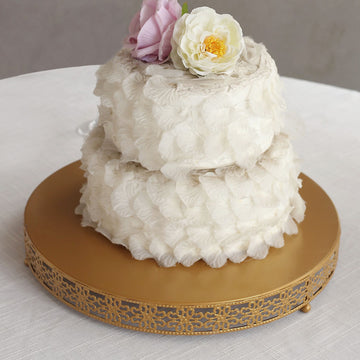 16" Gold Metal Fleur De Lis Cupcake Dessert Display Stand, Round Pedestal Cake Stand Table Centerpiece
