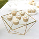 12inch Gold Metal Geometric Cake Stand Display Centerpiece Pedestal Riser with Square Glass Top