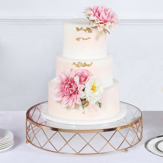 Create a Stunning Display with the 14" Gold Metal Geometric Diamond Cut Cake Stand