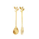 Gold Metal Spoon & Fork Pre-Packed Bridal Shower Wedding Party Favors Set With Leaf Shaped#whtbkgd