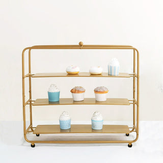 Elevate Your Event with the Stunning Gold Metal Square 3-Tier Cake Stand