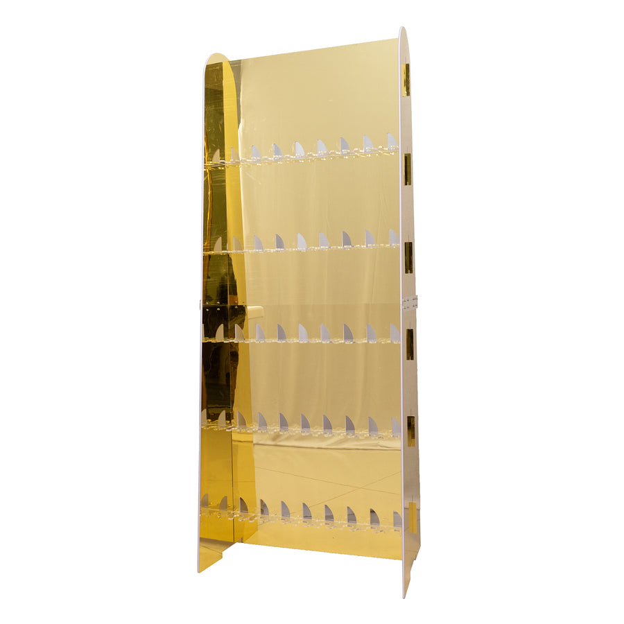 5ft Gold Mirror Finish 5-Tier 40 Champagne Glass Holder Wall Stand, Foam Board Wine Glass#whtbkgd
