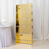 5ft Gold Mirror Finish 5-Tier 40 Champagne Glass Holder Wall Stand, Foam Board Wine Glass Standing