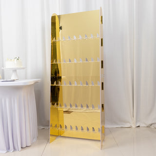 Create a Stunning Display with the 5ft Gold Mirror Finish 5-Tier Champagne Glass Holder