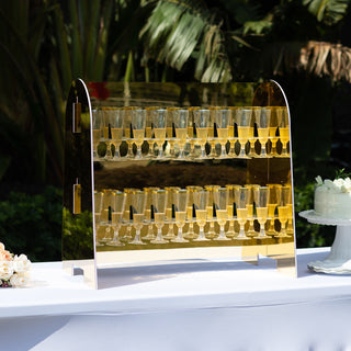Elegant Gold Mirror Finish 2-Tier Champagne Glass Holder