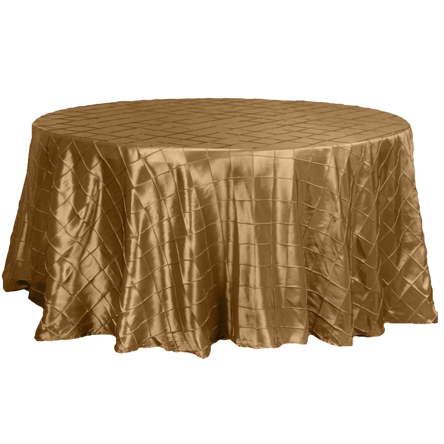 120" Gold Pintuck Round Tablecloth