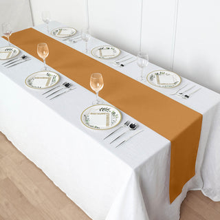 Enhance Your Event Decor with the Gold Polyester Table Runner