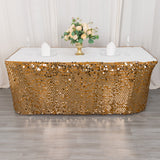 21ft Gold Premium Big Payette Sequin Dual Layered Satin Table Skirt