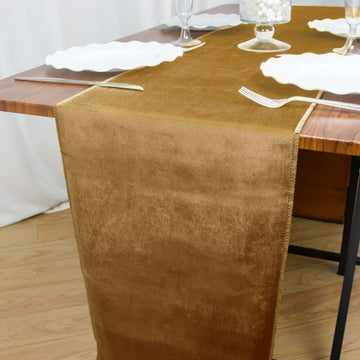 12"x108" Gold Premium Velvet Table Runner