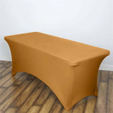 6ft Gold Spandex Stretch Fitted Rectangular Tablecloth