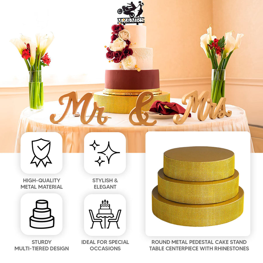 16inch Gold Rhinestones Round Metal Pedestal Cake Stand, Cupcake Holder