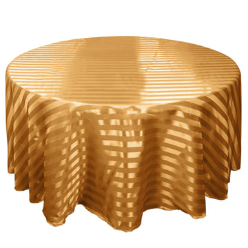 120" Gold Satin Stripe Seamless Round Tablecloth