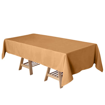 60"x102" Gold Seamless Polyester Rectangular Tablecloth