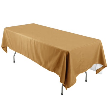 60"x126" Gold Seamless Polyester Rectangular Tablecloth
