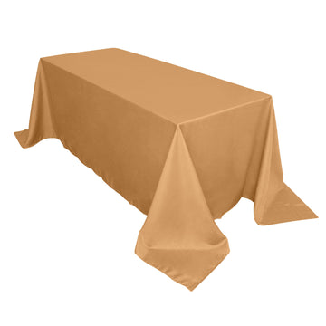 90"x132" Gold Seamless Polyester Rectangular Tablecloth for 6 Foot Table With Floor-Length Drop