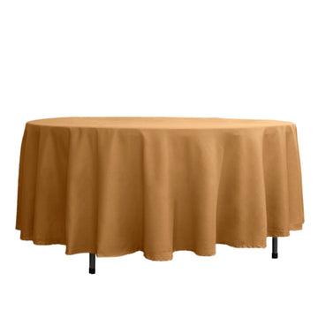 108" Gold Seamless Polyester Round Tablecloth