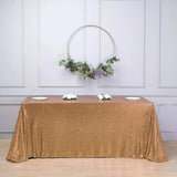 90 inch x 132 inch Gold Premium Sequin Rectangle Tablecloth