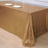 90x156" Gold Premium Sequin Rectangle Tablecloth