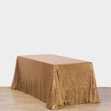 90 inch x 132 inch Gold Premium Sequin Rectangle Tablecloth