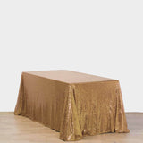 90x156" Gold Premium Sequin Rectangle Tablecloth