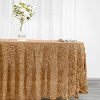 Enhance Your Event with the Stunning 108" Gold Sequin Tablecloth