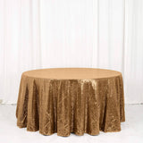 120 inches Gold Premium Sequin Round Tablecloth