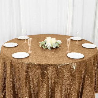 Transform Your Tables with the Gold Seamless Premium Sequin Round Tablecloth