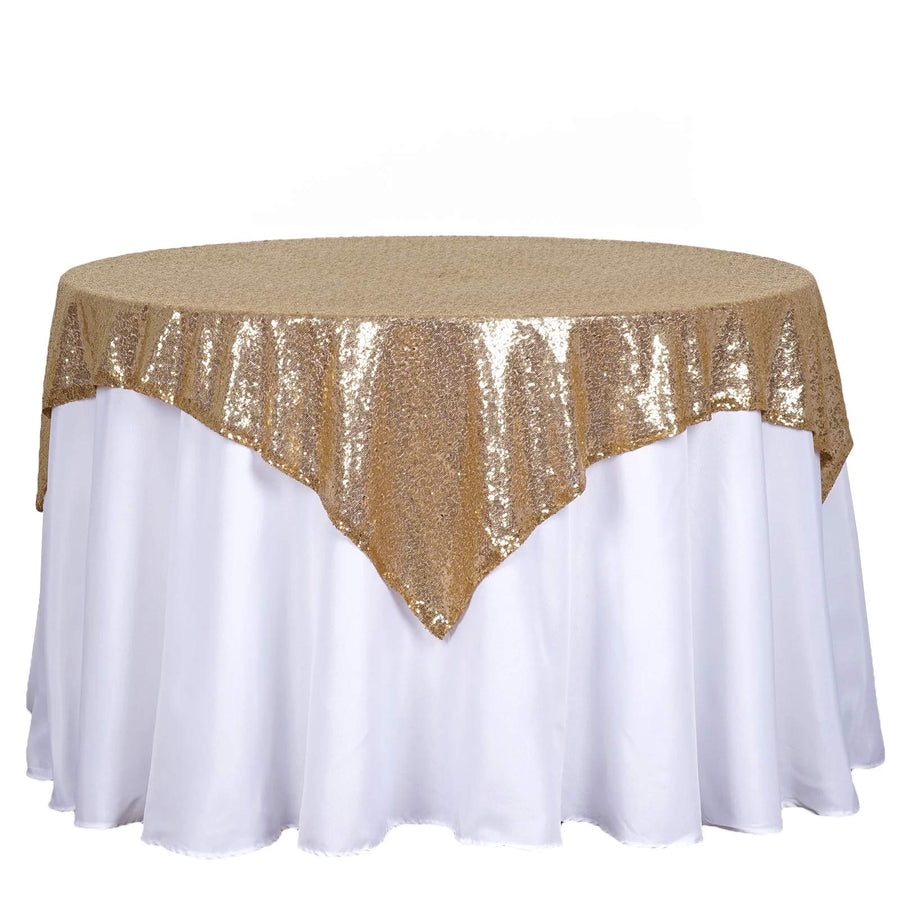 54"x54" Gold Seamless Premium Sequin Square Tablecloth