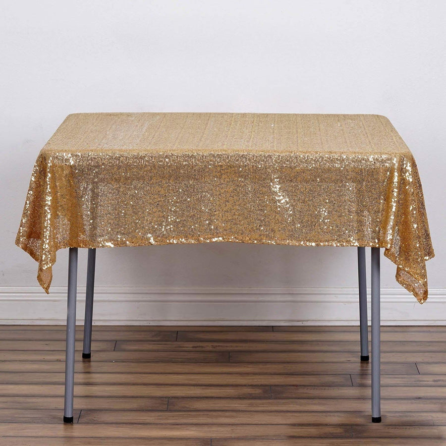 54 inch x 54 inch Gold Premium Sequin Square Tablecloth
