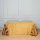 90x132inch Gold Seamless Premium Velvet Rectangle Tablecloth, Reusable Linen