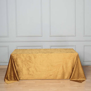 Elevate Your Event with the Luxurious Gold Velvet Tablecloth