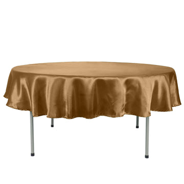 90" Gold Seamless Satin Round Tablecloth