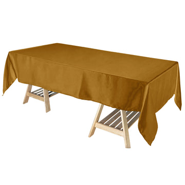 60"x102" Gold Seamless Smooth Satin Rectangular Tablecloth