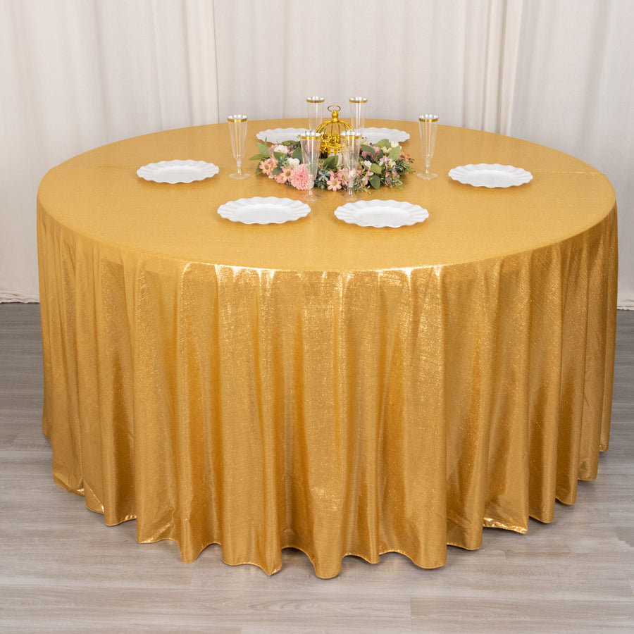 Gold Shimmer Sequin Dots Polyester Tablecloth, Wrinkle Free Sparkle Glitter Tablecover