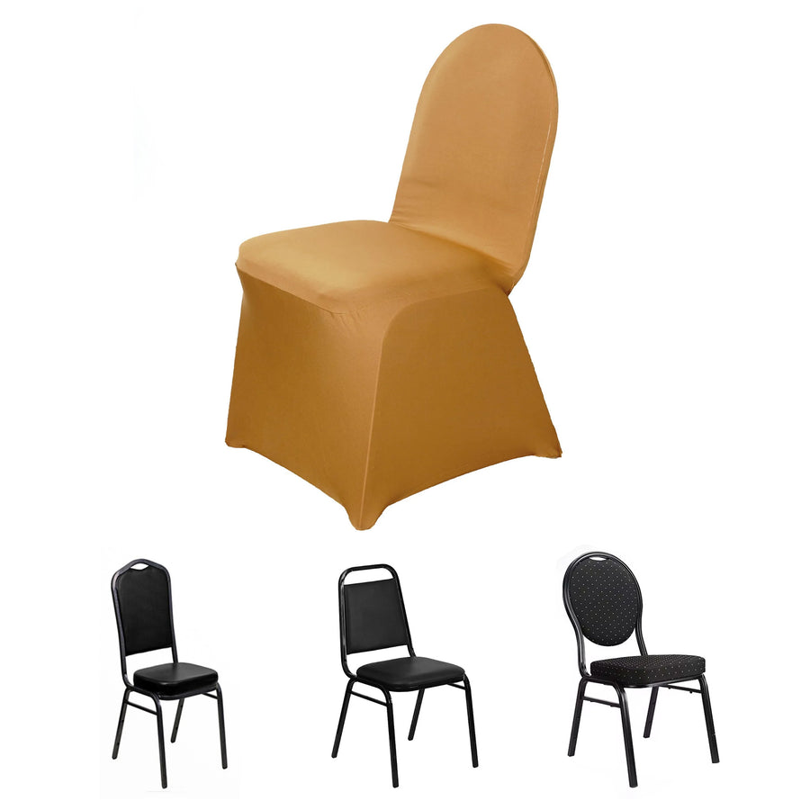 Gold Spandex Stretch Fitted Banquet Slip On Chair Cover - 160 GSM
