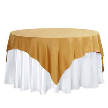 70"x70" Gold Square Seamless Polyester Table Overlay