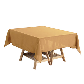 Gold Polyester Square Tablecloth, 54"x54" Table Overlay